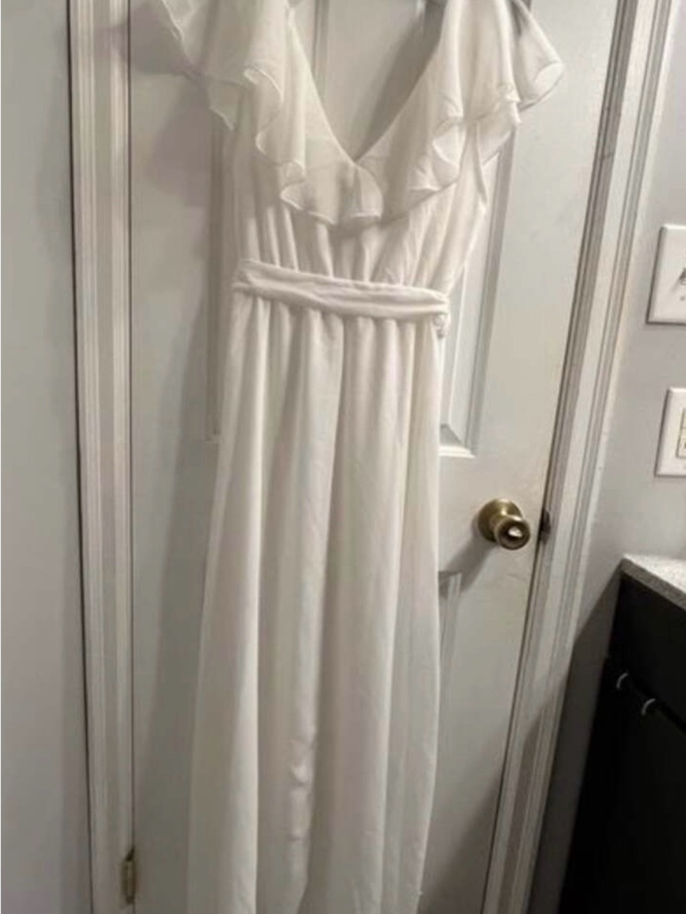 Simplee Apparel White Ruffle Wrap Maxi Dress - Picture 3 of 4